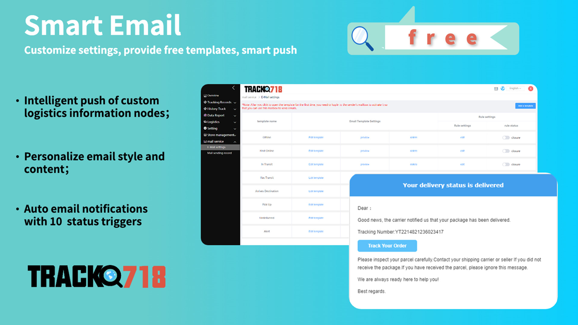 Track718 TRACK718 Order Tracking And Email Push | SHOPLINE App Store