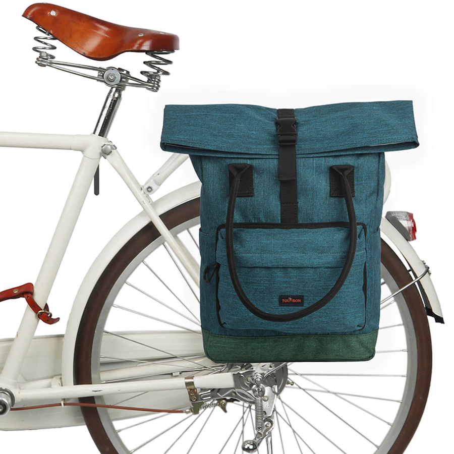 TOURBON Roll-up Bike Pannier Rear Waterproof Canvas Bicycle Double Travel Bag US 