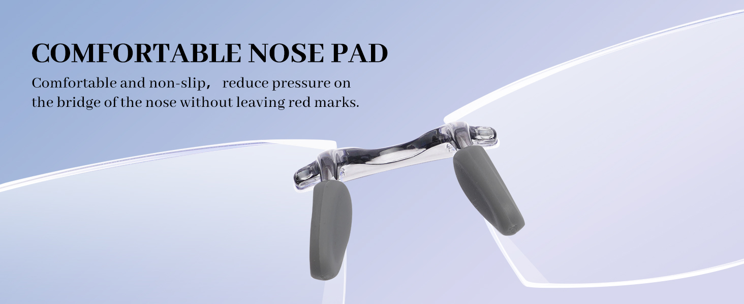 comfortable nose pad  frameless glasses for women men ladies reading glasses 2.5