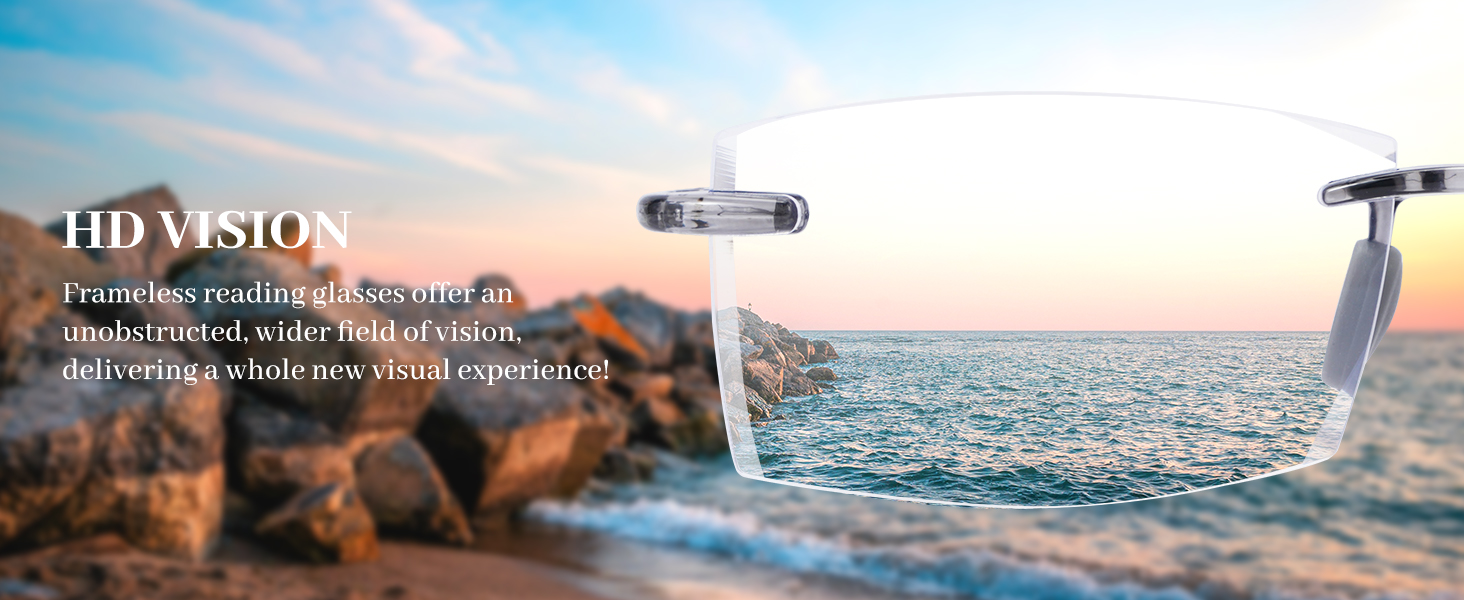 HD vision rimless reading glasses men women 1.5 2.0 2.5