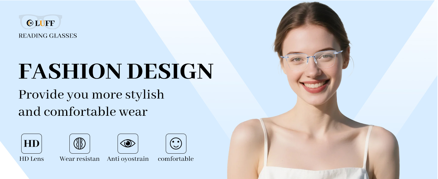 Cat-Eye Reading Glasses for Women,Blue-Light Reading Glasses,Frameless Reading Glasses