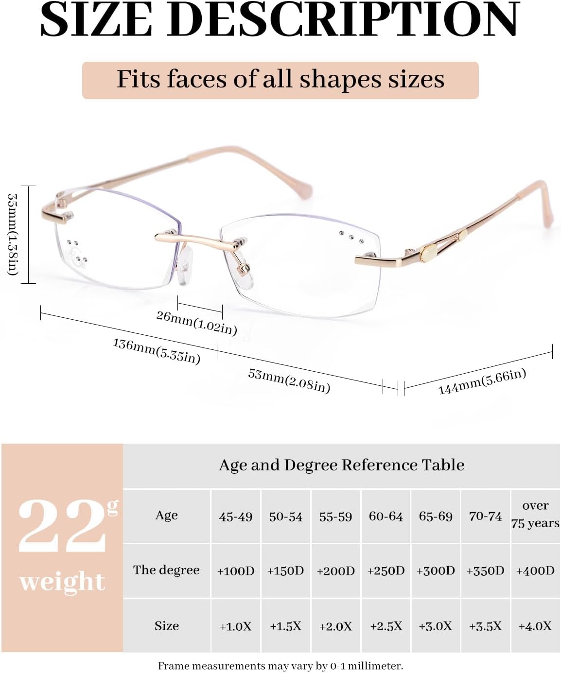 LUFF Rimless Reading Glasses for Women,Stylish Blue Light Blocking Computer Readers,Anti Eyestrain Frameless Lens diamond