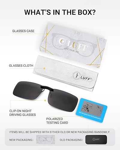 LUFF Polarized Clip on Sunglasses for Prescription/Myopia Eyeglasses Outdoor/Driving