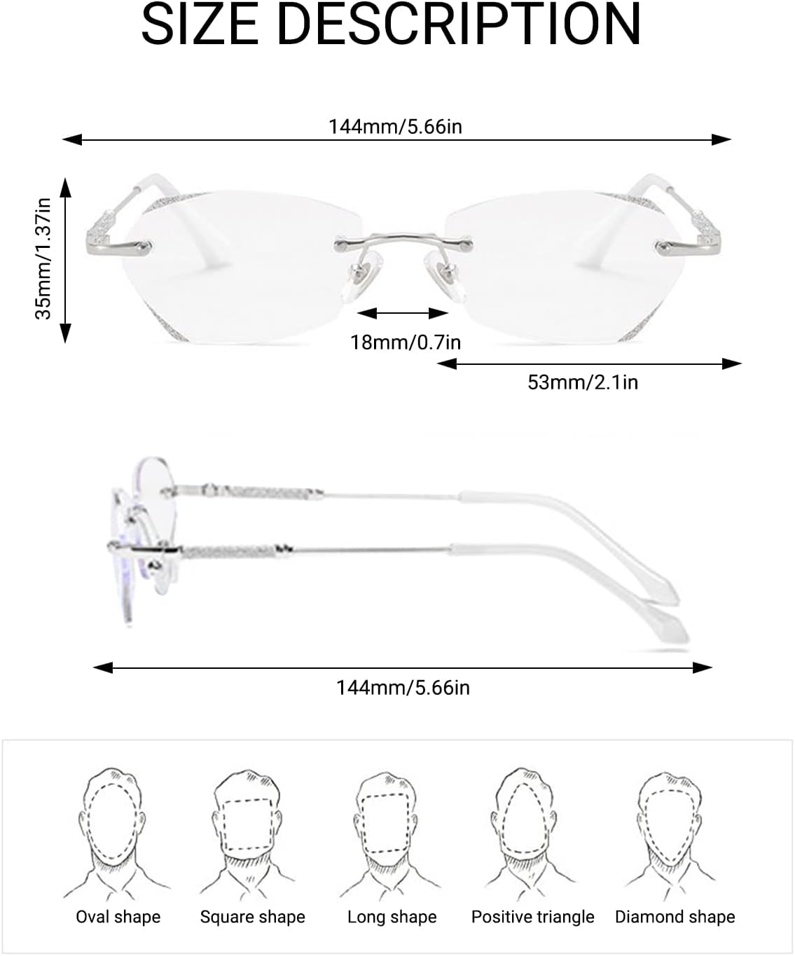 LUFF Rimless Reading Glasses for Women,Fashion Lightweight Anti Blue Light Readers Classic Metal Comfortable Frame glasses