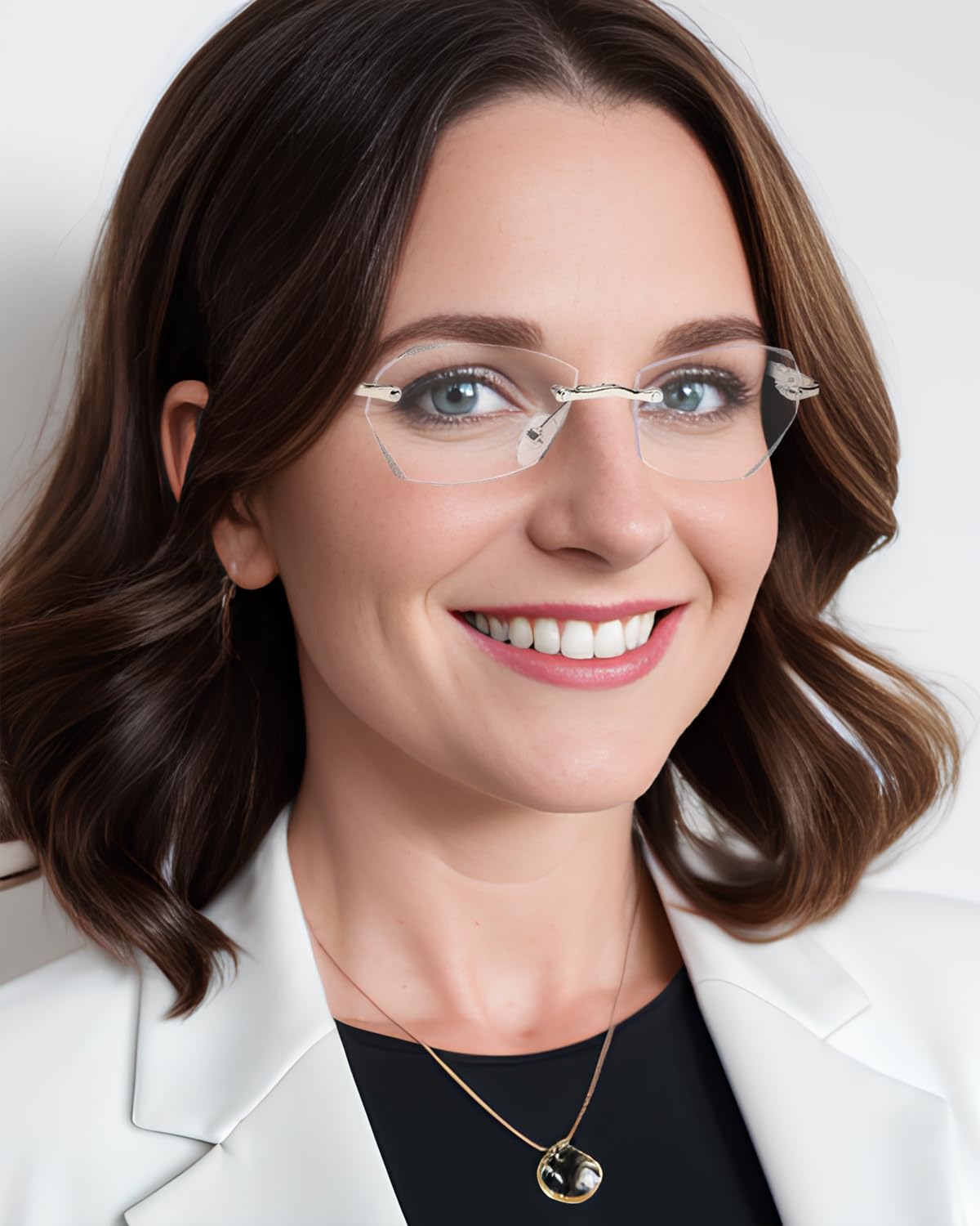 LUFF Rimless Reading Glasses for Women,Fashion Lightweight Anti Blue Light Readers Classic Metal Comfortable Frame glasses