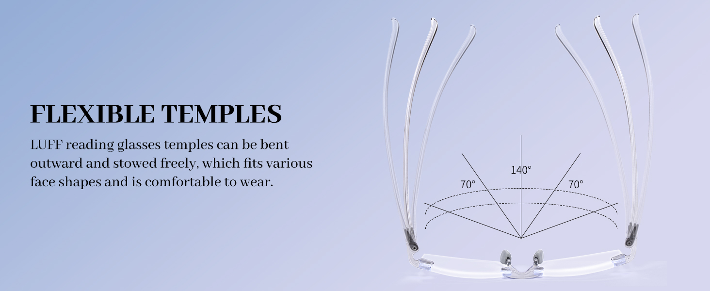 Flexible temples lightweight rimless magnifying reading glasses unbreakable 1.5  women