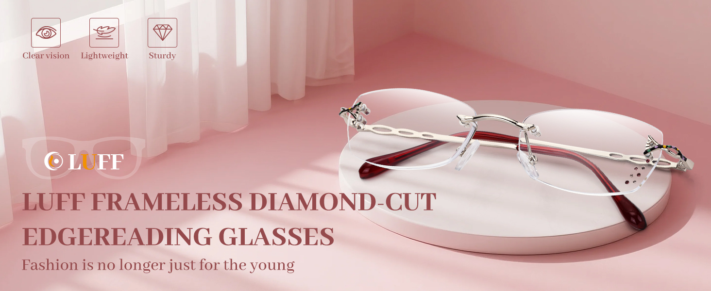 Rimless Reading Glasses Reader Men Women Frameless Magnifying Presbyopic Lightweight HD Eyeglasses