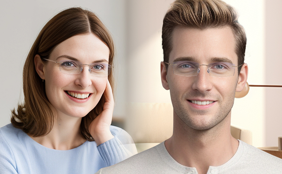 anti blue light computer reading glasses rimless reading glasses 2.0 reading glasses for women 2.5