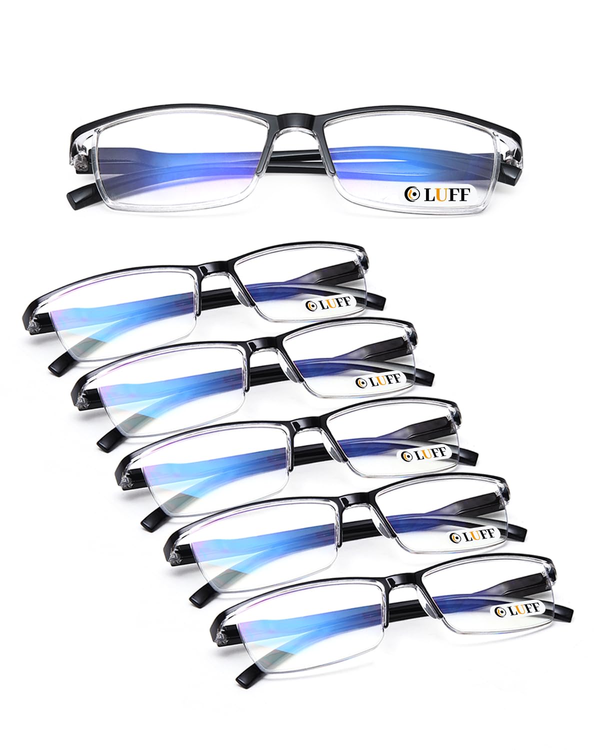 LUFF 6Pcs Anti-Blue-ray Reading Glasses Portable Ultra-Light Readers