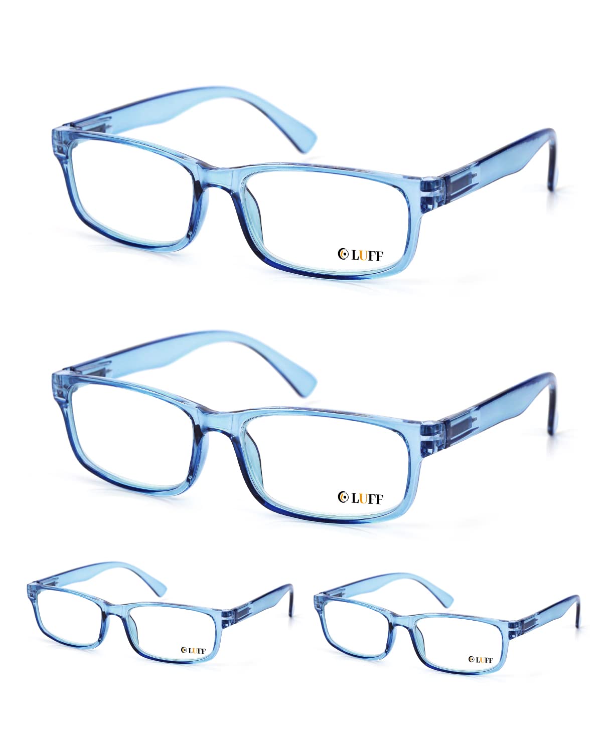 LUFF Unbreakable Reading Glasses for Women,4PCS Blue Light Blocking Reading Glasses Men,Comfortable Spring Hinge Readers