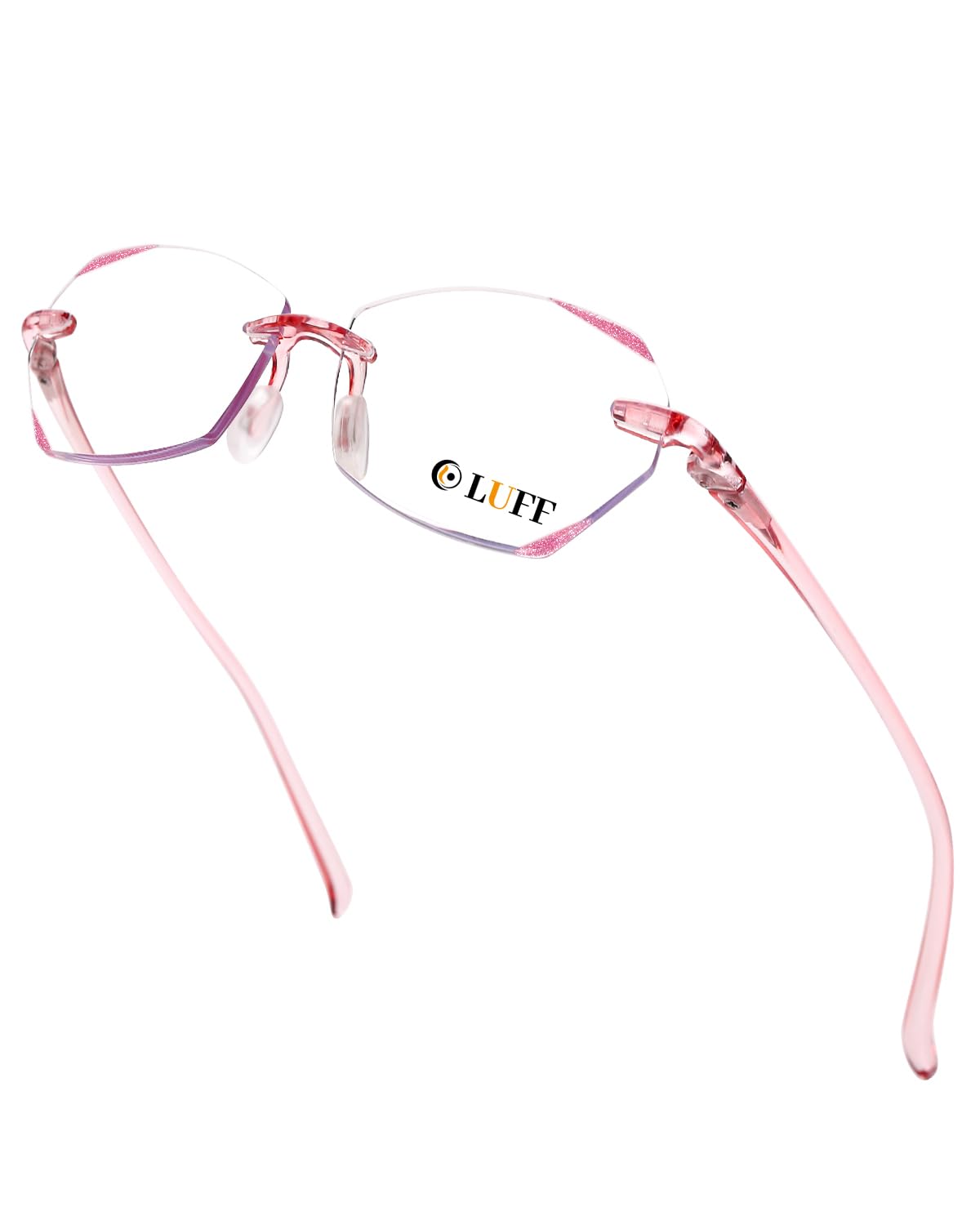 LUFF Rimless Reading Glasses for Women Blue Light Blocking,Stylish Lightweight Frameless Computer Readers Anti Eyestrain