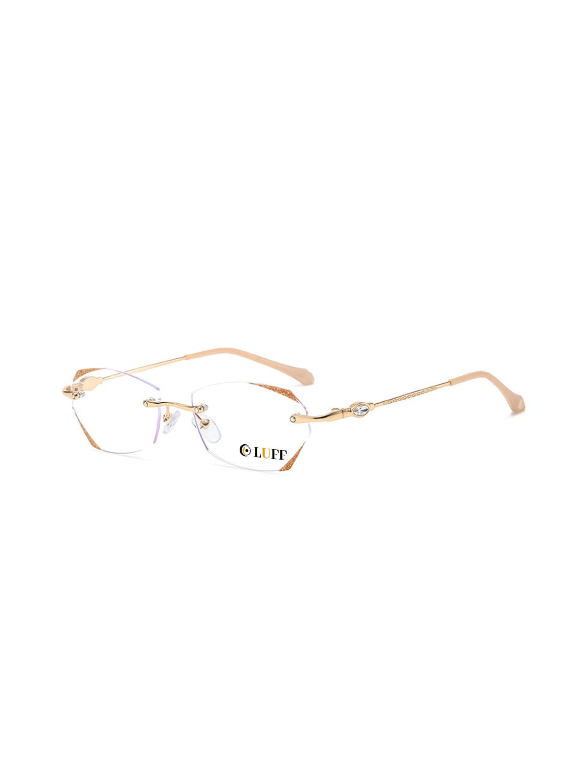 LUFF Rimless Reading Glasses for Women & Men, Lightweight Blue Light Blocking Readers, Anti-Eyestrain Computer Glasses + Case
