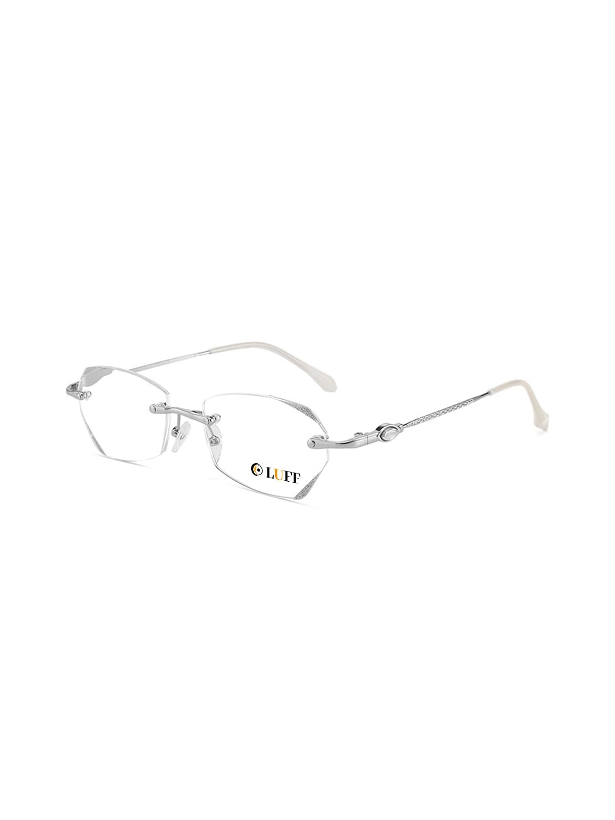 LUFF Rimless Reading Glasses for Women & Men, Lightweight Blue Light Blocking Readers, Anti-Eyestrain Computer Glasses + Case
