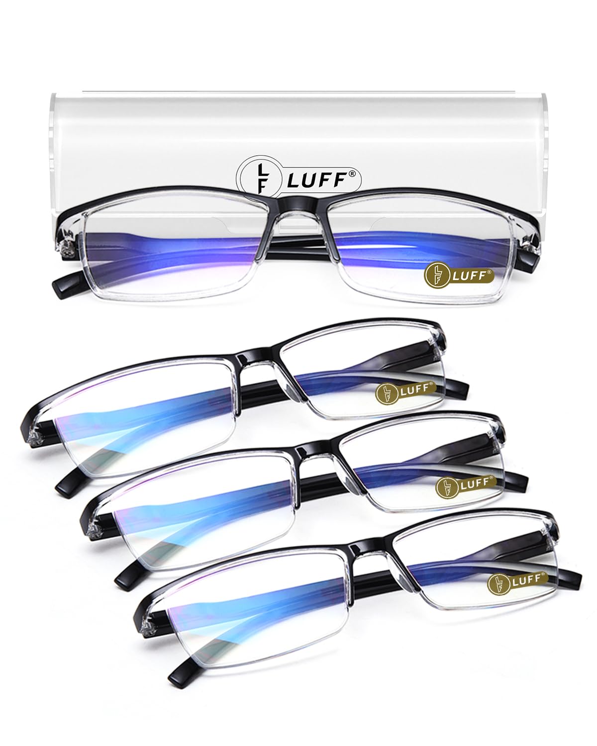 LUFF 4Pcs Anti-Blue-ray Reading Glasses Portable Ultra-Light Readers