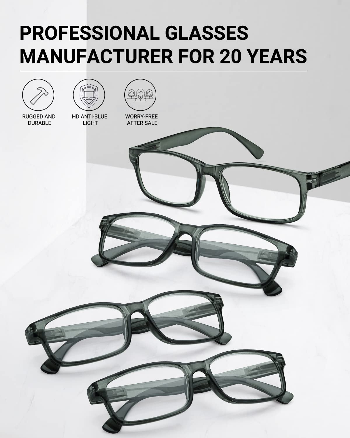 LUFF Unbreakable Reading Glasses for Women,4PCS Blue Light Blocking Reading Glasses Men,Comfortable Spring Hinge Readers