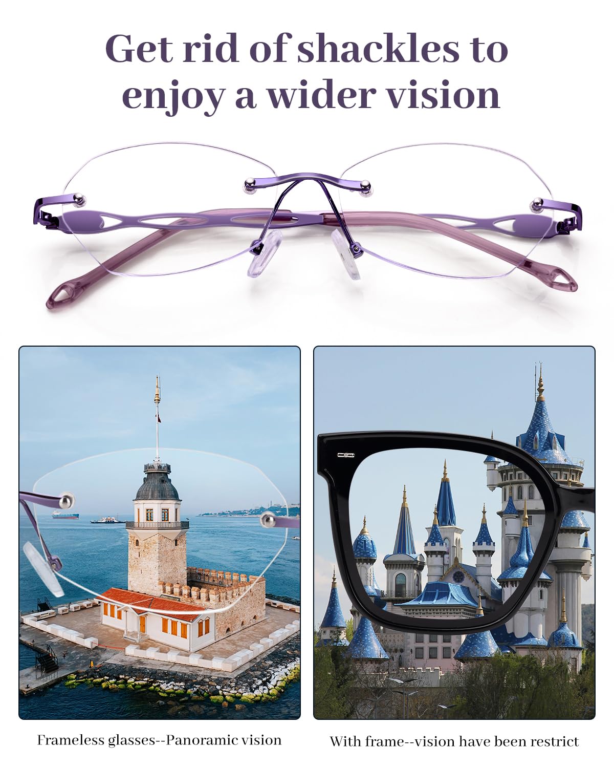 LUFF Rimless Reading Glasses for women men Blue light blocking lightweight metal classic computer readers Anti Eyestrain