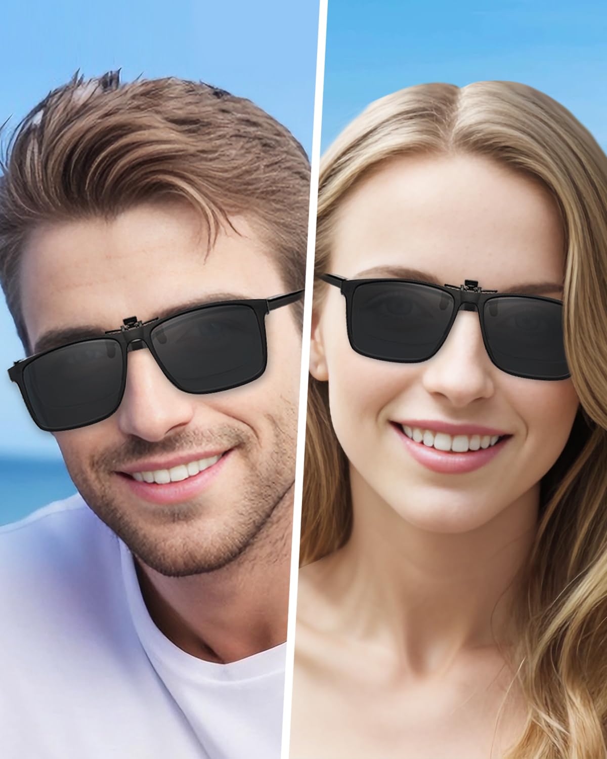 LUFF Polarized Clip-On Sunglasses for Men/Women Flip Up over Eyeglasses Glasses Anti-Glare UV400 Protection for Driving