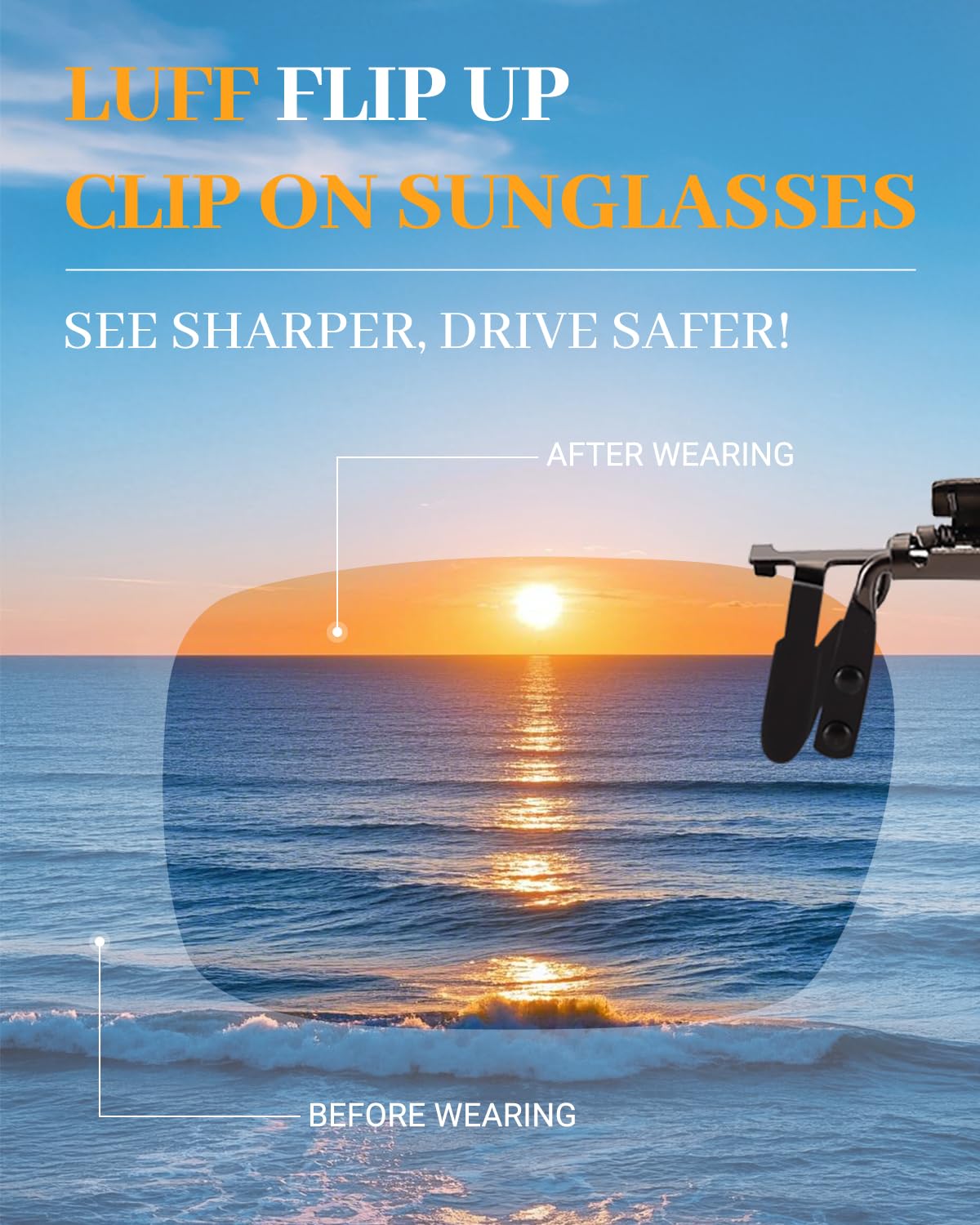 Polarized Clip on Sunglasses for Prescription/Myopia Eyeglasses Outdoor/Driving