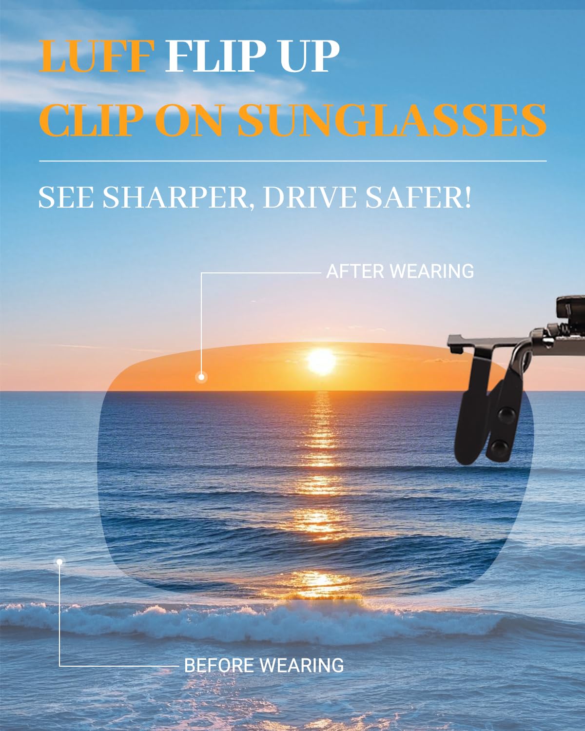 Polarized Clip on Sunglasses for Prescription/Myopia Eyeglasses Outdoor/Driving