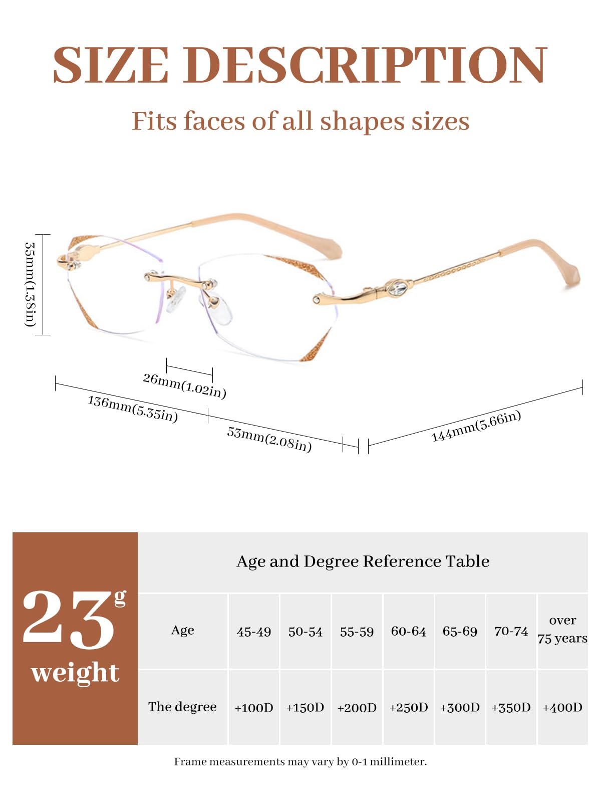 LUFF Rimless Reading Glasses for Women & Men, Lightweight Blue Light Blocking Readers, Anti-Eyestrain Computer Glasses + Case