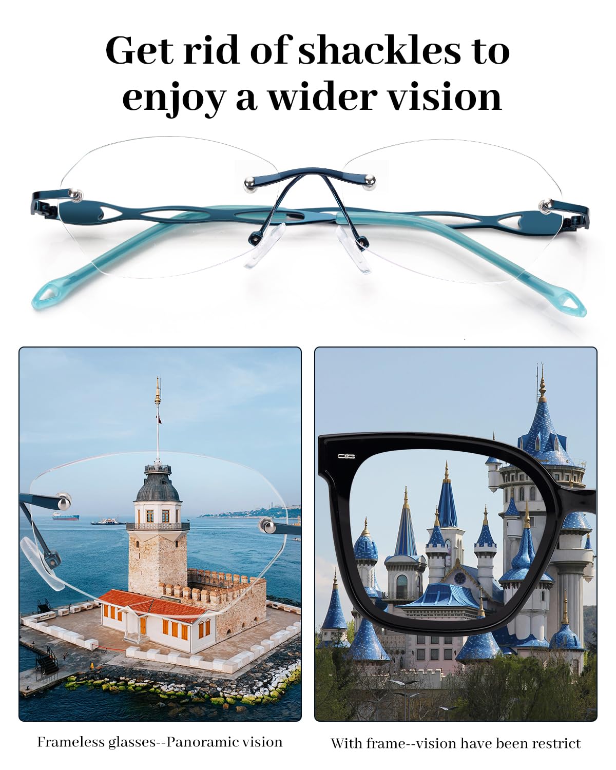 LUFF Rimless Reading Glasses for women men Blue light blocking lightweight metal classic computer readers Anti Eyestrain