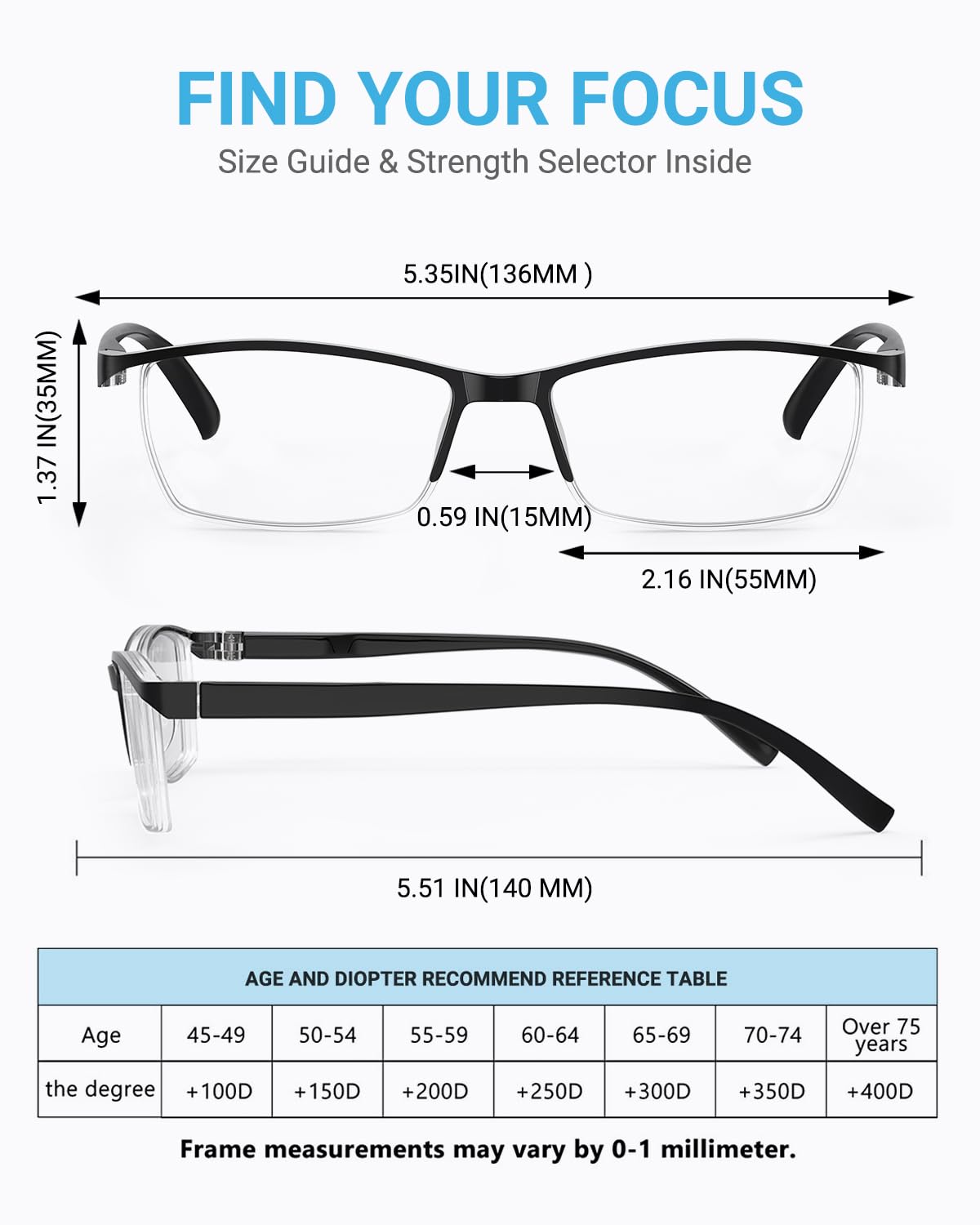 LUFF 6Pcs Anti-Blue-ray Reading Glasses Portable Ultra-Light Readers