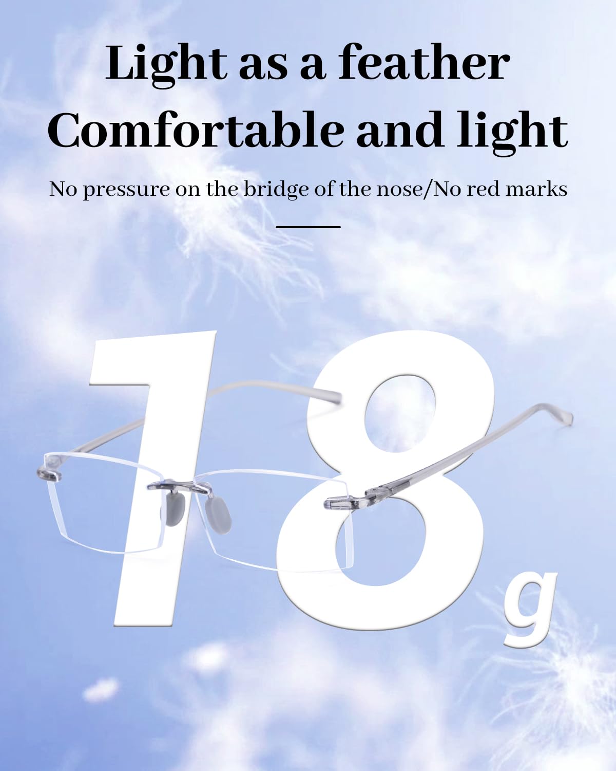 LUFF 3 Pack Rimless Reading Glasses Men Women- Comfortable Frameless Reader Lightweight TR90 Blue Light Blocking Eyeglasses