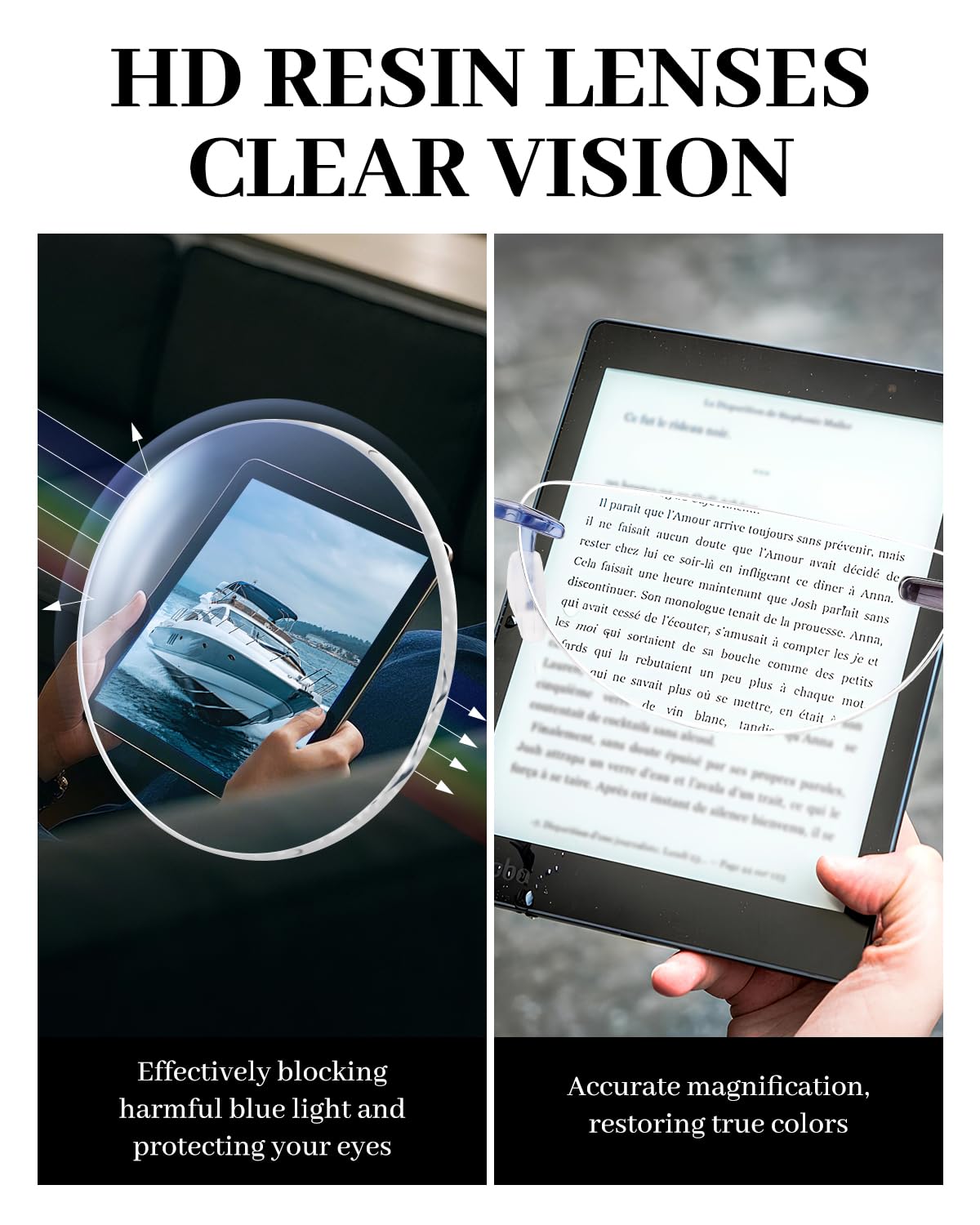 LUFF 3 Pack Half Reading Glasses for Women and Men Rimless Blue Light Reading Glasses Lightweight Half Moon Readers