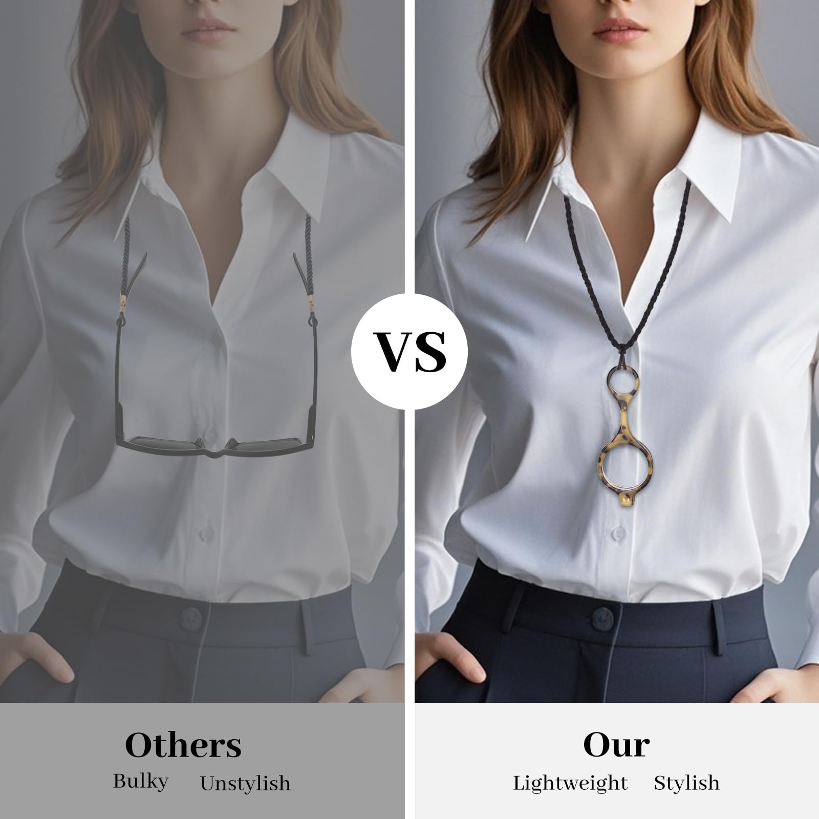 LUFF Necklace Reading Glasses Hd Portable Hanging Neck Type for Men Women