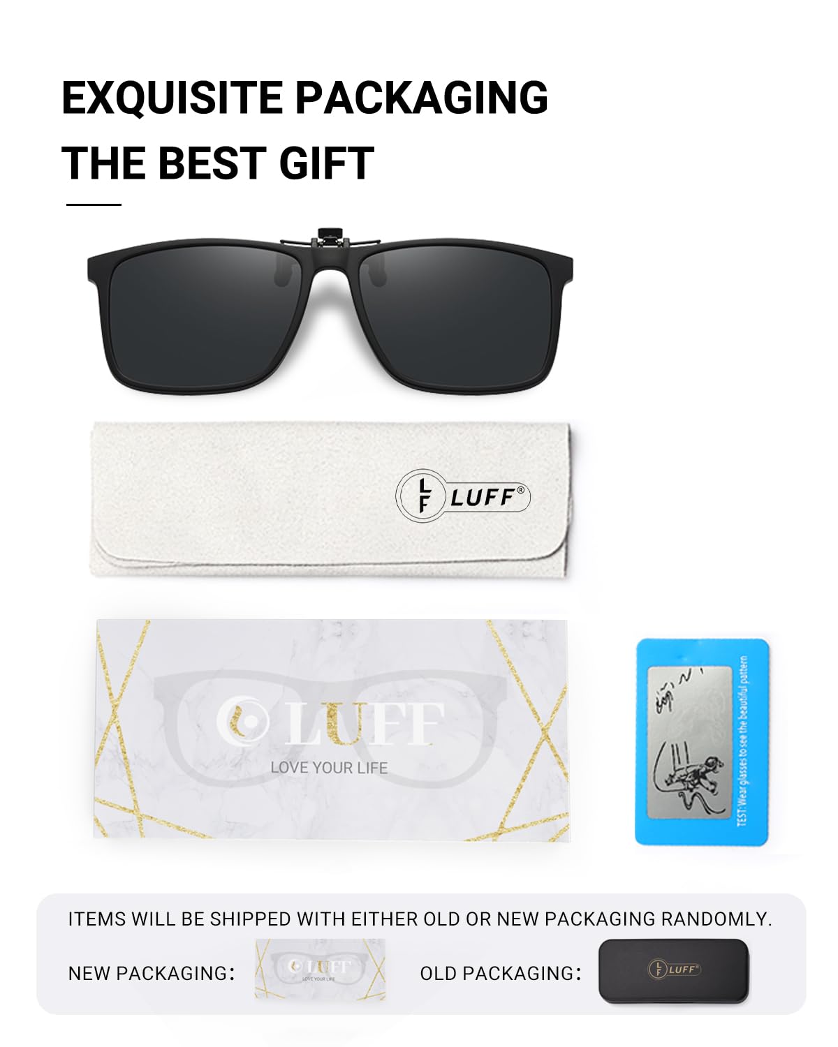 LUFF Polarized Clip-On Sunglasses for Men/Women Flip Up over Eyeglasses Glasses Anti-Glare UV400 Protection for Driving