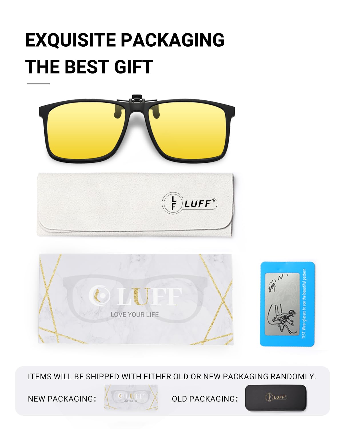 LUFF Polarized Clip-On Sunglasses for Men/Women Flip Up over Eyeglasses Glasses Anti-Glare UV400 Protection for Driving