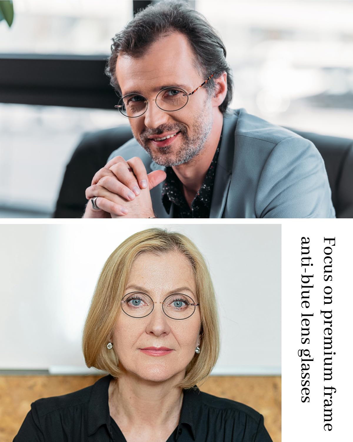 LUFF Reading Glasses for Women Men,3Pack Stylish Reader Glasses Blue Light Rimless Computer Reader Lightweight Anti Eyestrain