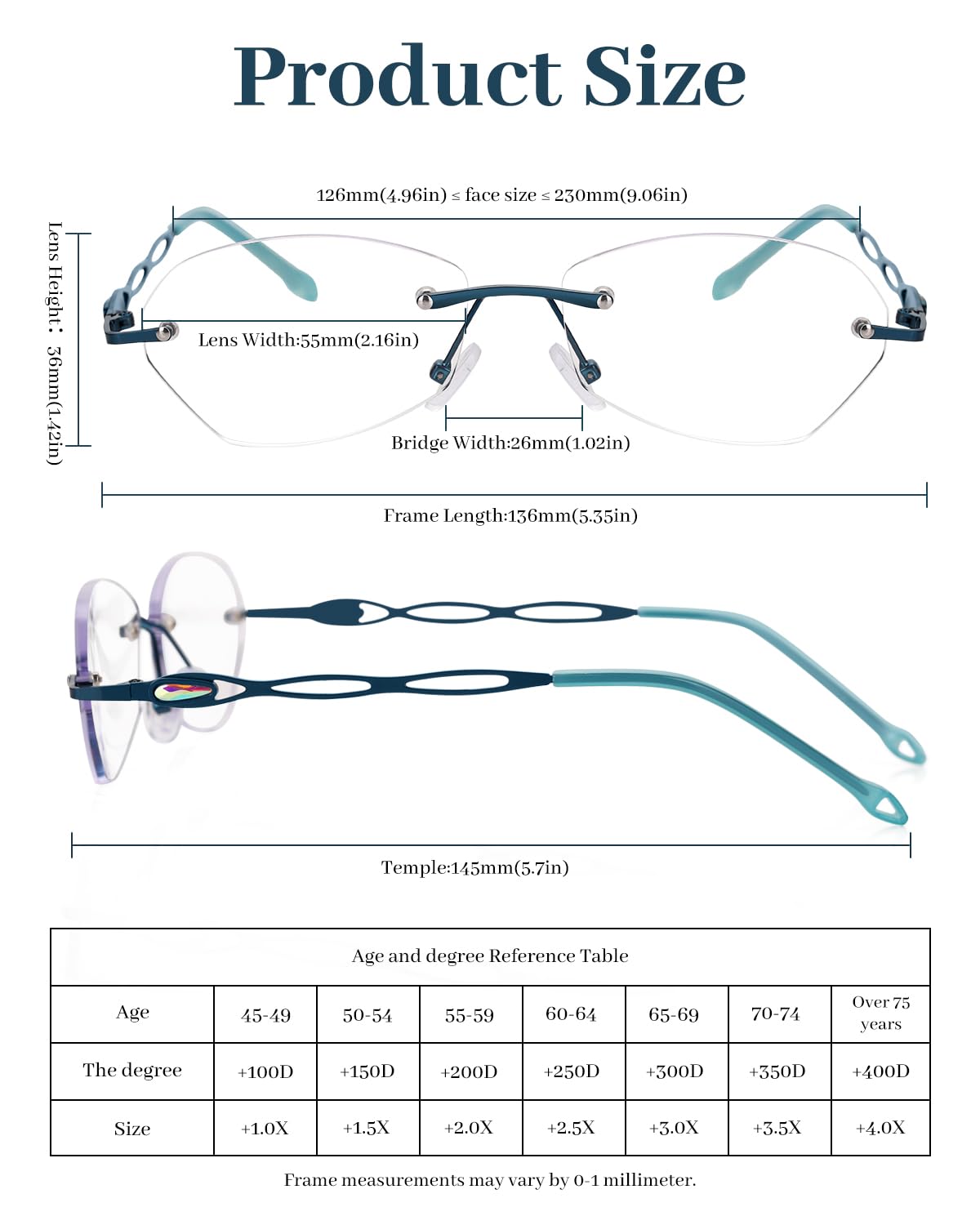 LUFF Rimless Reading Glasses for women men Blue light blocking lightweight metal classic computer readers Anti Eyestrain