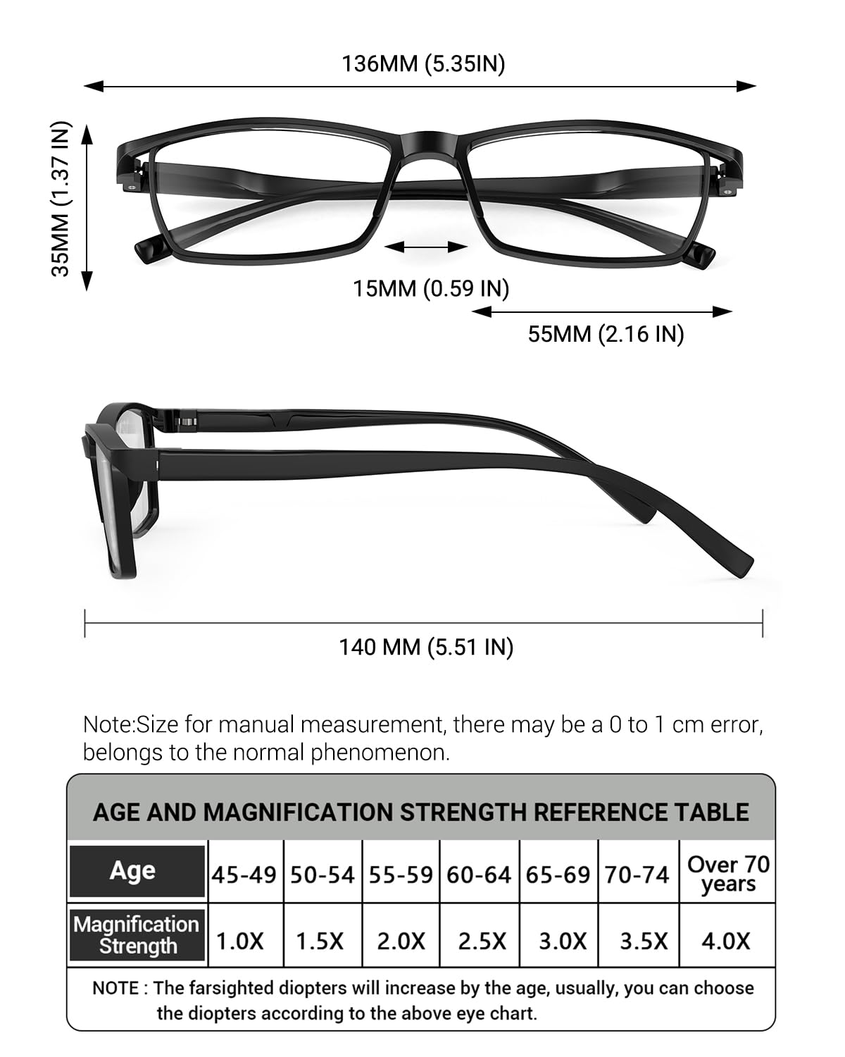 LUFF 4Pcs Anti-Blue-ray Reading Glasses Portable Ultra-Light Readers