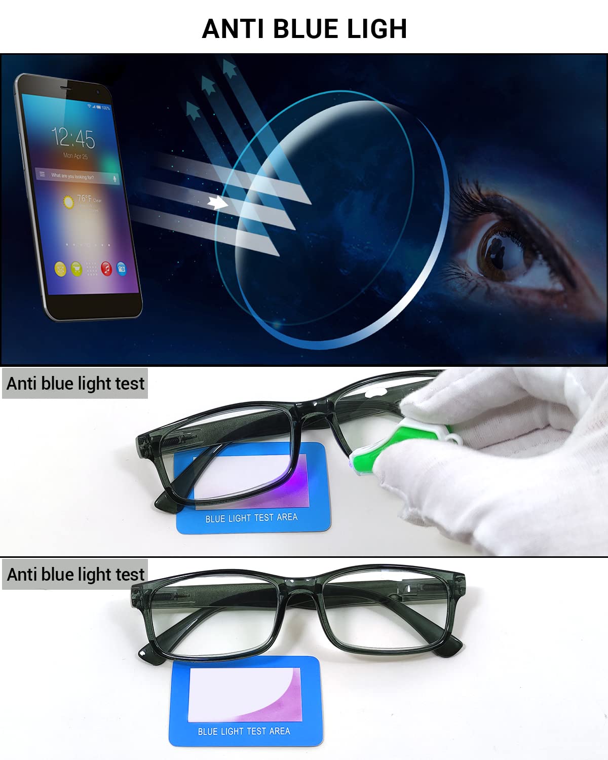 LUFF Unbreakable Reading Glasses for Women,4PCS Blue Light Blocking Reading Glasses Men,Comfortable Spring Hinge Readers