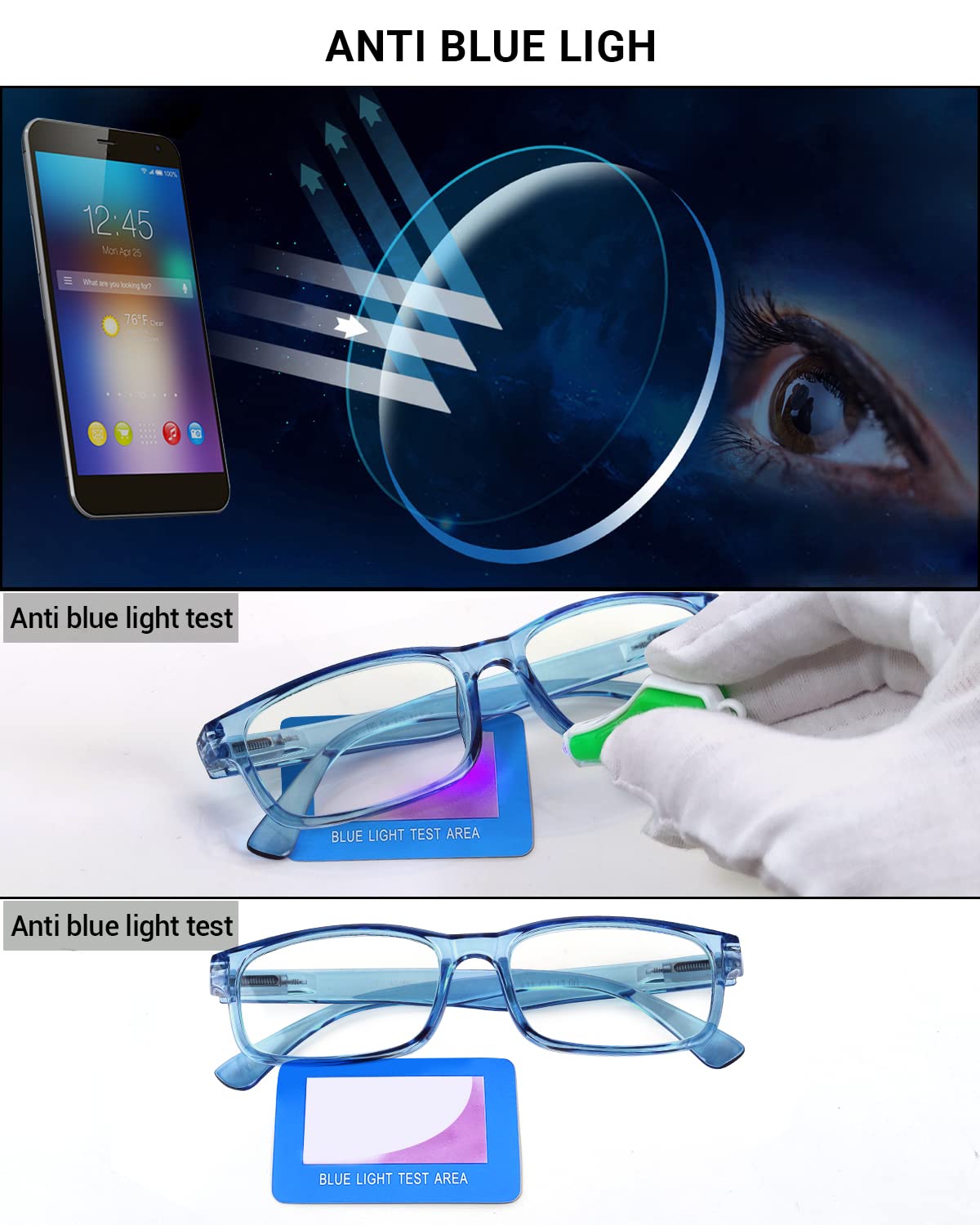 LUFF Unbreakable Reading Glasses for Women,4PCS Blue Light Blocking Reading Glasses Men,Comfortable Spring Hinge Readers