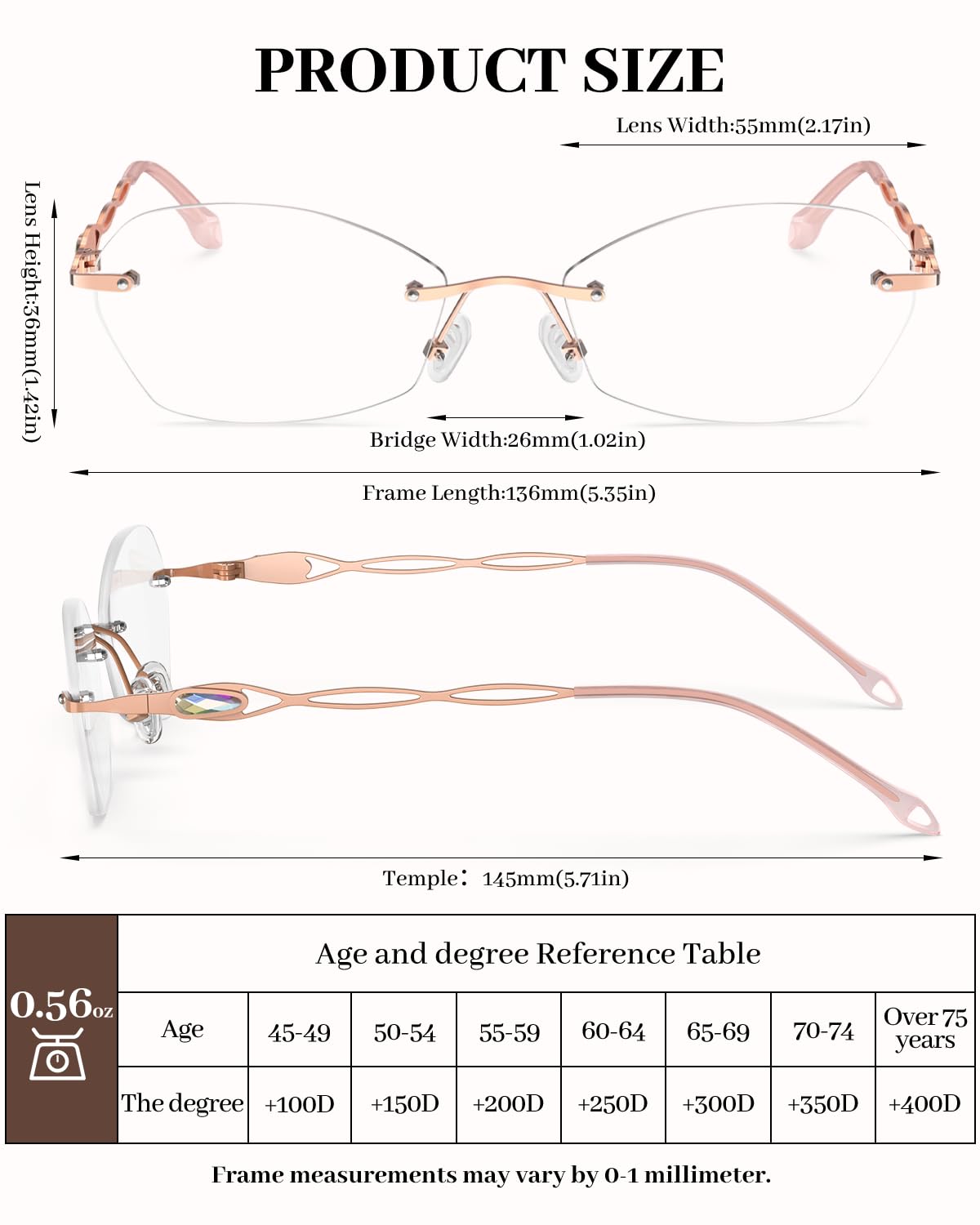 LUFF Rimless Reading Glasses for women men Blue light blocking lightweight metal classic computer readers Anti Eyestrain
