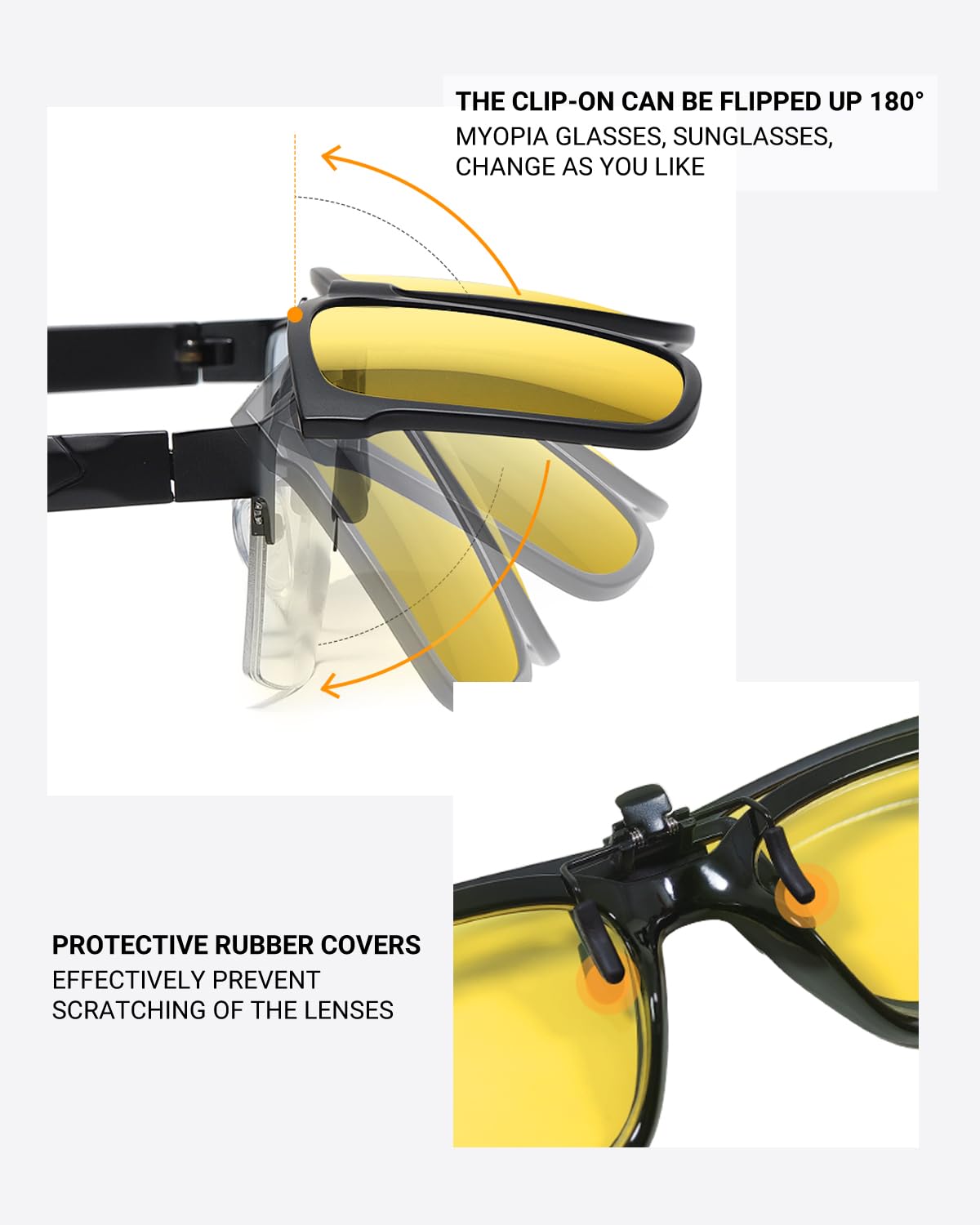 LUFF Polarized Clip-On Sunglasses for Men/Women Flip Up over Eyeglasses Glasses Anti-Glare UV400 Protection for Driving
