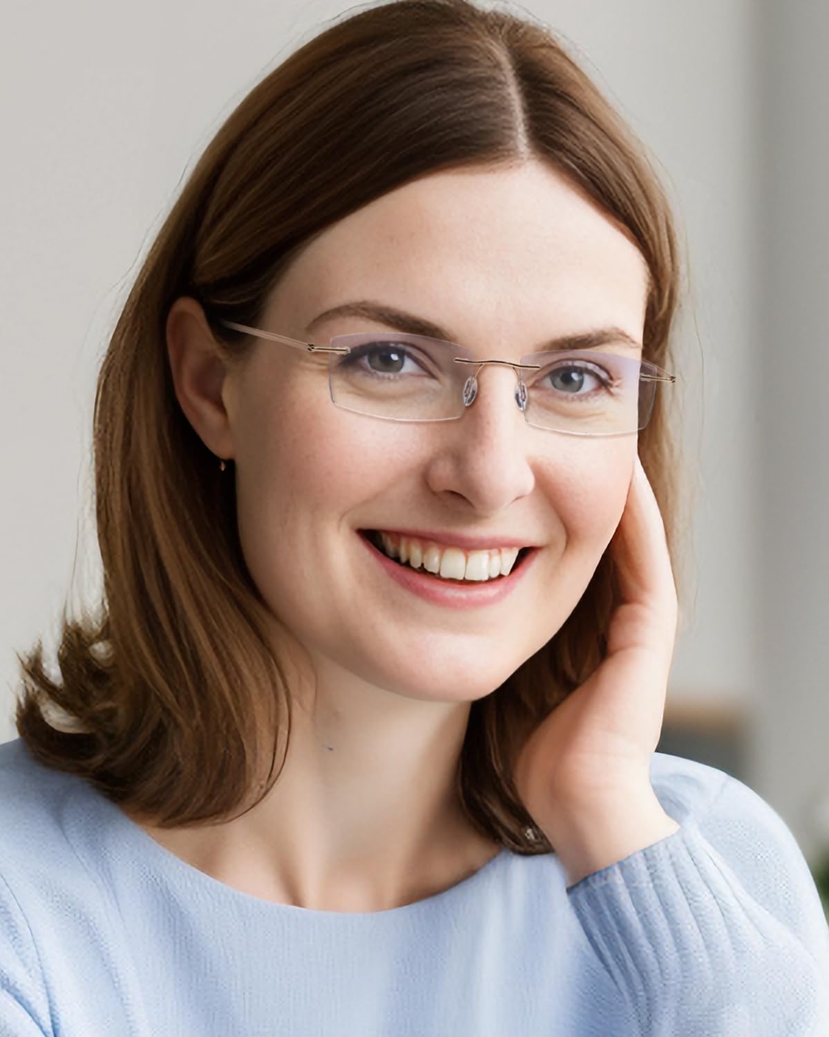 LUFF Rimless Reading Glasses for Women Men Blue Light Blocking Computer Reader Stylish Lightweight Eyeglasses