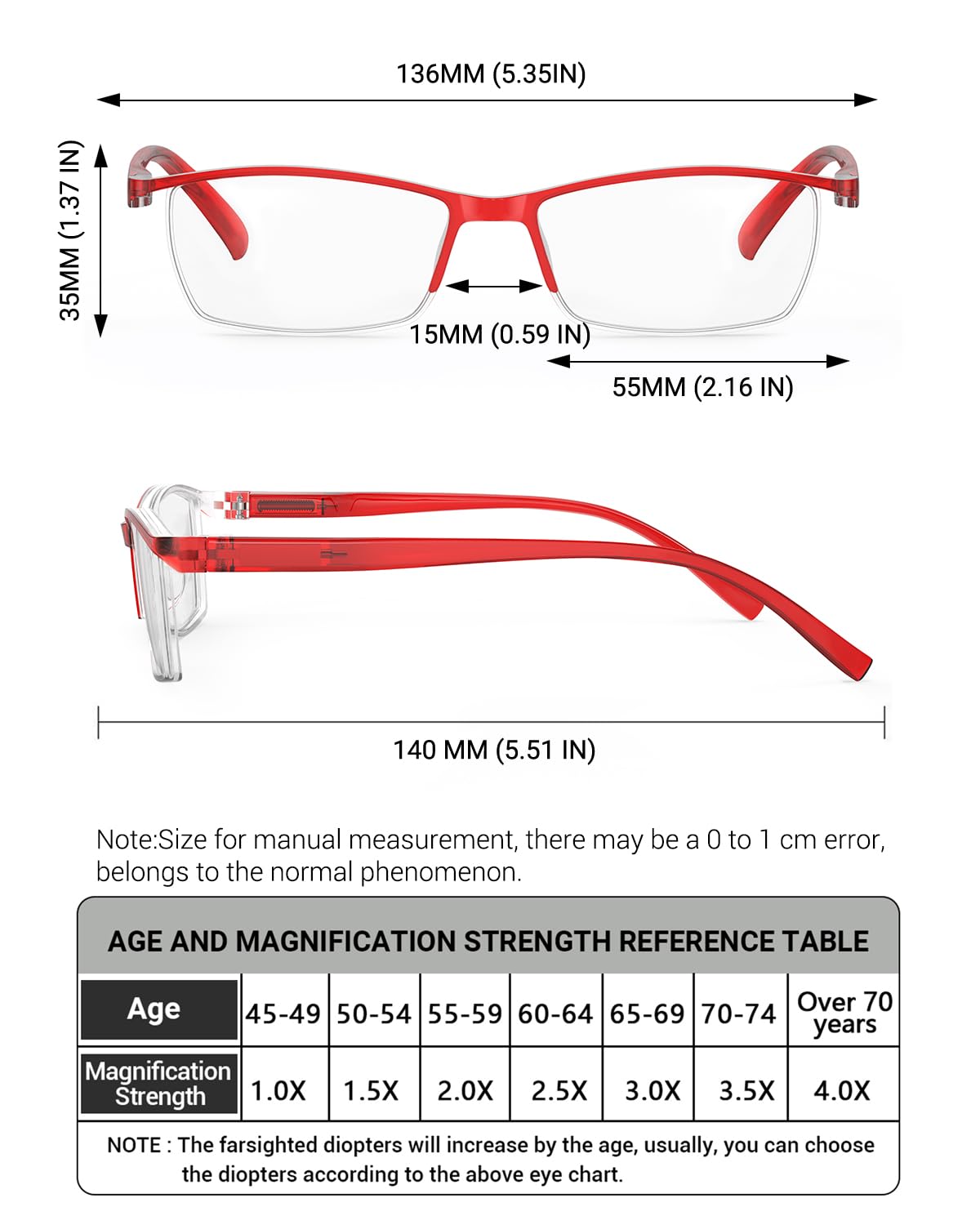 LUFF 4Pcs Anti-Blue-ray Reading Glasses Portable Ultra-Light Readers