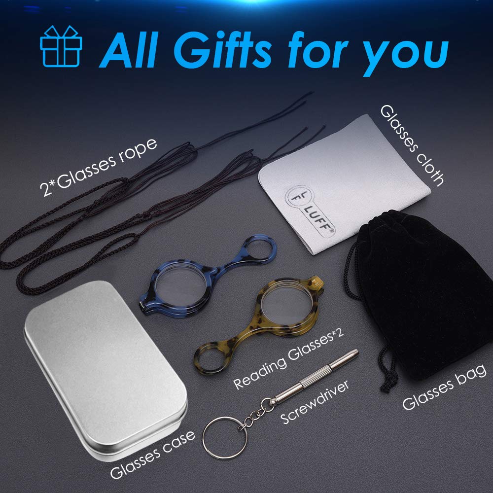 LUFF Necklace Reading Glasses Hd Portable Hanging Neck Type for Men Women