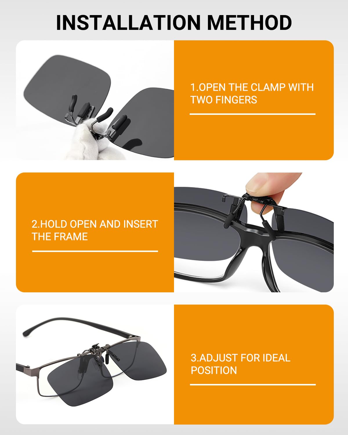 Polarized Clip on Sunglasses for Prescription/Myopia Eyeglasses Outdoor/Driving