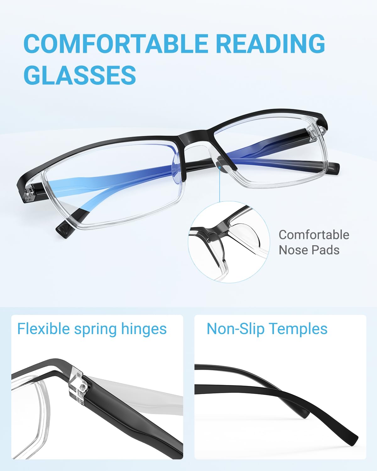 LUFF 6Pcs Anti-Blue-ray Reading Glasses Portable Ultra-Light Readers