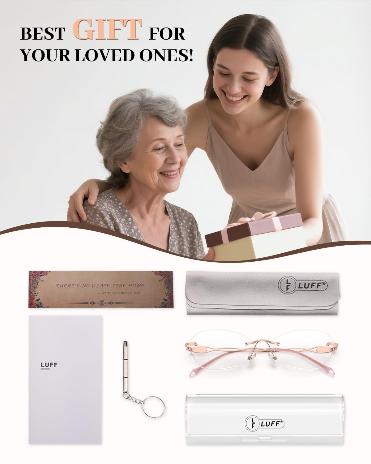 LUFF Rimless Reading Glasses for women men Blue light blocking lightweight metal classic computer readers Anti Eyestrain