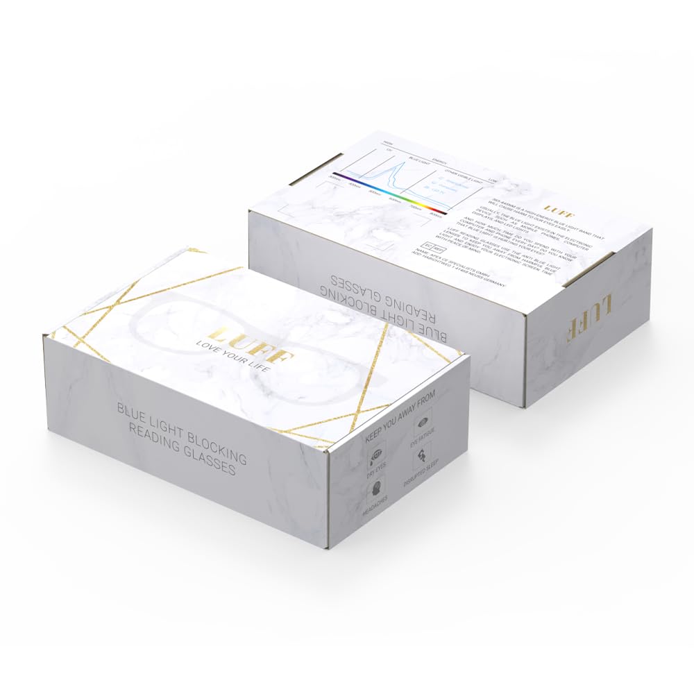 LUFF Rimless Reading Glasses for Women & Men, Lightweight Blue Light Blocking Readers, Anti-Eyestrain Computer Glasses + Case