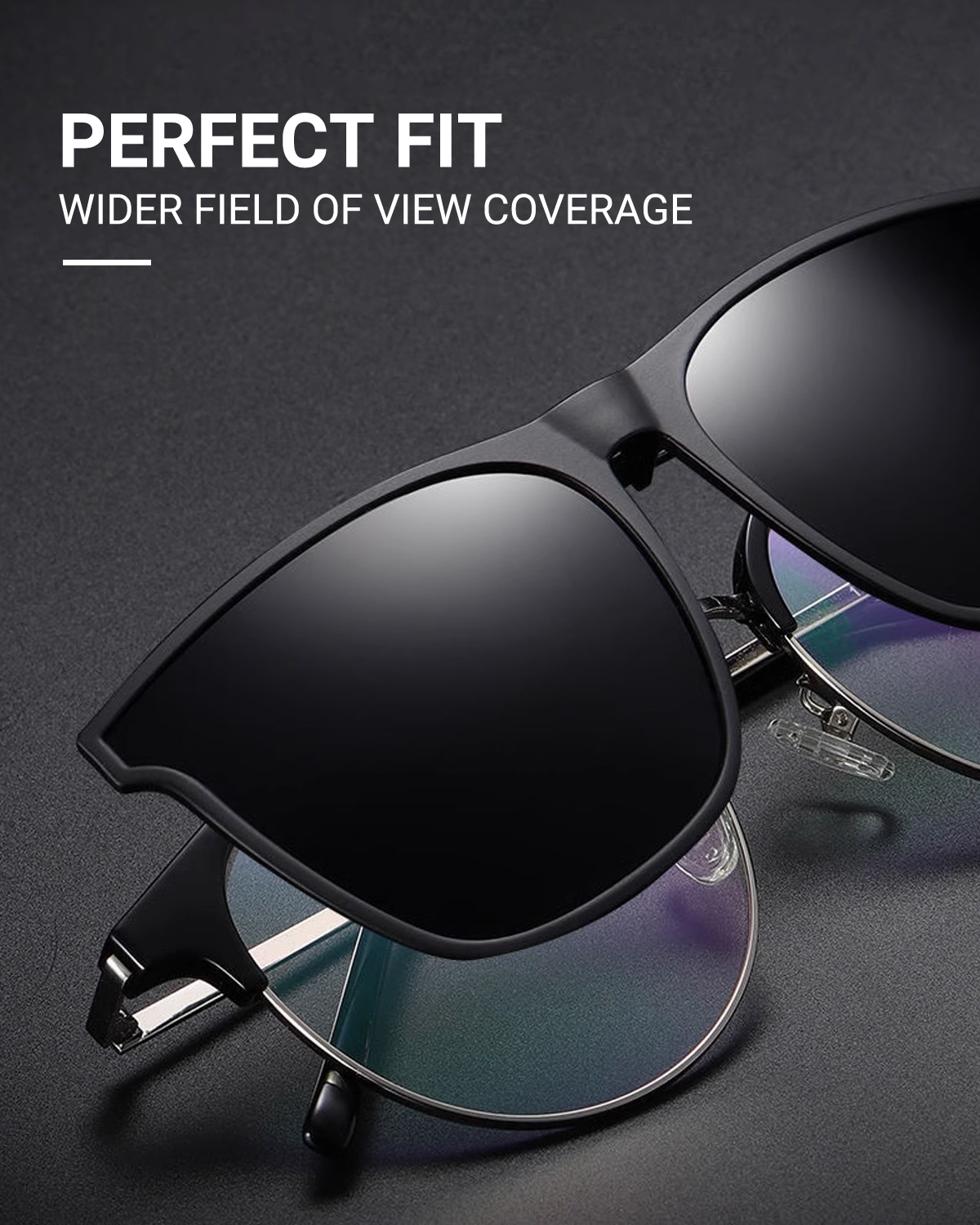 TERAISE Polarized Clip-on Sunglasses Lightweight Stylish Cat Eye Design, Large Flip Up Anti-Glare UV400 for Driving/Outdoor-TERAISE