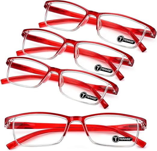 TERAISE 4PCS Fashion Anti-blue light Reading Glasses Men Women Computer Reader