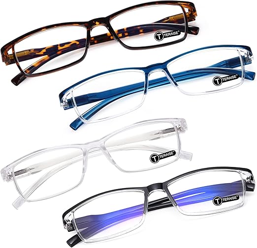 TERAISE 4PCS Fashion Anti-blue light Reading Glasses Men Women Computer Reader