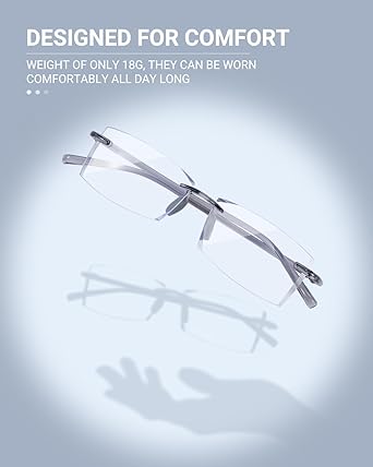 TERAISE Rimless Reading Glasses Comfortable Lightweight Frameless Reader Men Women Blue Light Blocking Computer Eyeglasses