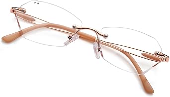 TERAISE Trendy Rimless Reading Glasses for Women, Stylish Blue Light Blocking Computer Reader, Clear Lens Comfortable